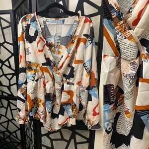 SHEIN Colorful Abstract Print Blouse